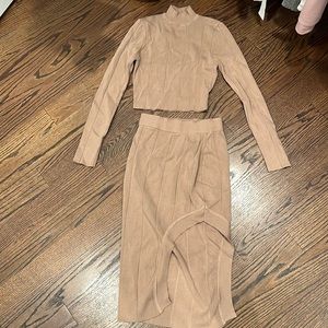 Women’s rehab beige 2 piece sweater with skirt